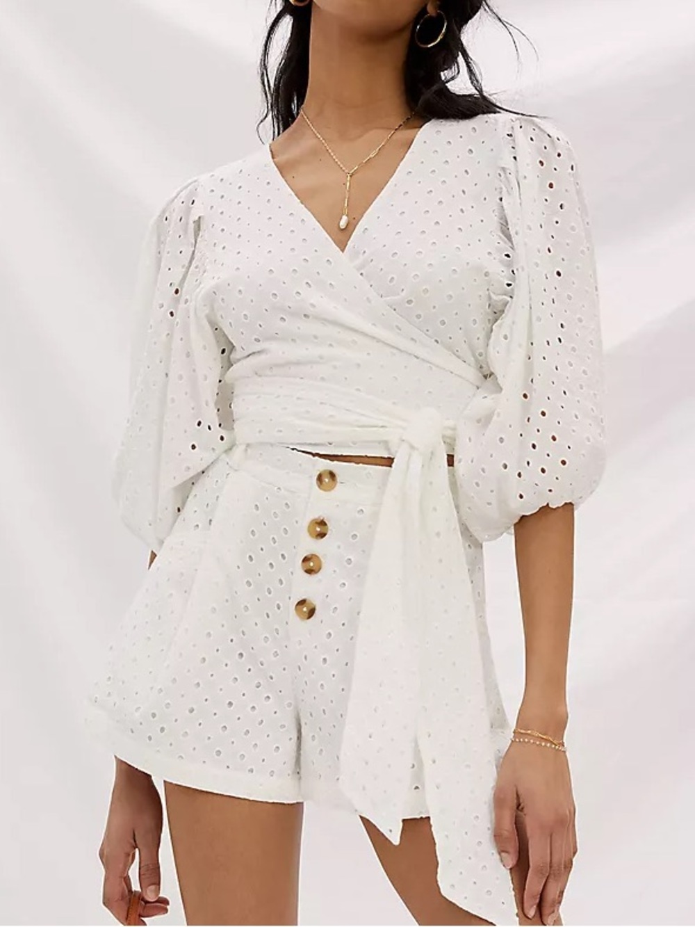 L Space Eyelet Wrap Cover-Up Top SIZE S